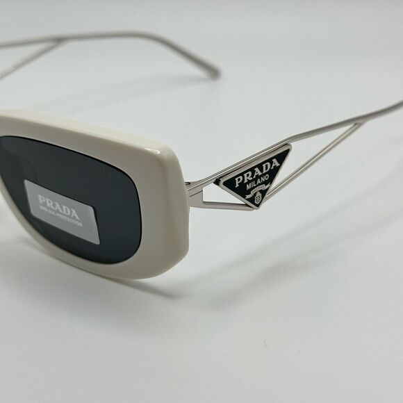 BRAND NEW PRADA PR14YS 1425S0 Talc/Dark Grey Women Sunglasses - Picture 5 of 13